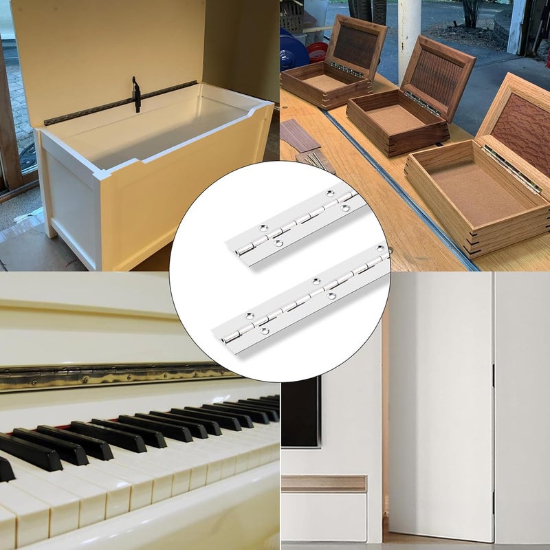 GRRONZEE Piano Hinge 36" x 1" Stainless Steel Continuous & Piano Hinge Heavy Duty Piano Hinges, 0.04" Leaf Thickness, 0.5" Knuckle Length, Screw Included - Image 5